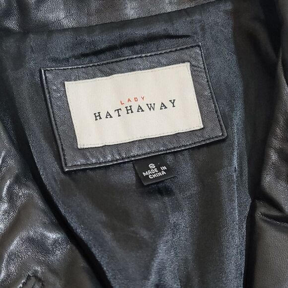 Hathaway Vintage Black Leather Buttery Soft Button-Up Fitted Jacket Coat - Picture 5 of 9
